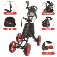 Foldable 4-Wheel Golf Push Cart with Seat Option for Golf Course