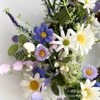 Spring Eucalyptus Lavender Daisy Wreath for Front Door Decor