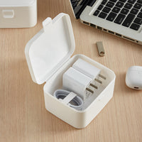 Japanese Style Minimalist Portable Storage Box with Lid for Charger Data Cable Desktop Drawer Small Items Organizer