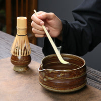 Japanese Retro Ceramic Matcha Bowl and Whisk Set with Tea Ceremony Tools