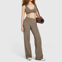 Women's High-Waist Flare Yoga Pants & Halter Top Set - Soft, Stretchy, Quick-Dry for Workout & Fitness