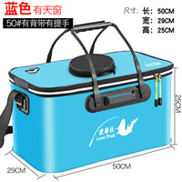 Foldable EVA Live Fish Bucket with Lid, Thickened Fishing Tackle Box, Multi-functional Fish Guard Bucket