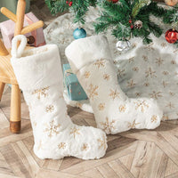 Christmas Sequin Plush Stocking Gift Bag for Wall Fireplace Decor