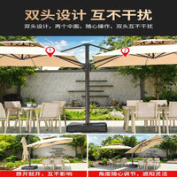 Outdoor Cantilever Patio Umbrella with Solar LED Lights and Water-Filled Base
