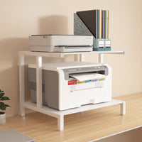 Desktop Printer Stand with Storage, 2-Tier Office Computer Host Rack, PC Tower Storage Cabinet