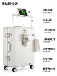 Multi-functional Hardside Luggage with Spinner Wheels, USB Port, Cup Holder, and Phone Stand