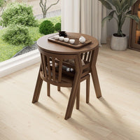 Balcony Bistro Set Solid Wood Round Table and 2 Chairs