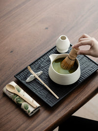 Handmade Ceramic Matcha Bowl Set with Whisk and Tools