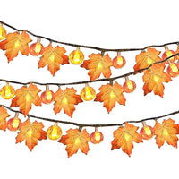 Thanksgiving LED String Lights with Pumpkin and Maple Leaf Decorations