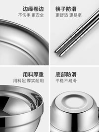 Thickened 304 Stainless Steel Dinnerware Set for Home & Outdoor Camping - Portable Cookware, Bowls, Chopsticks, Plates, Food-Grade Soup Basin
