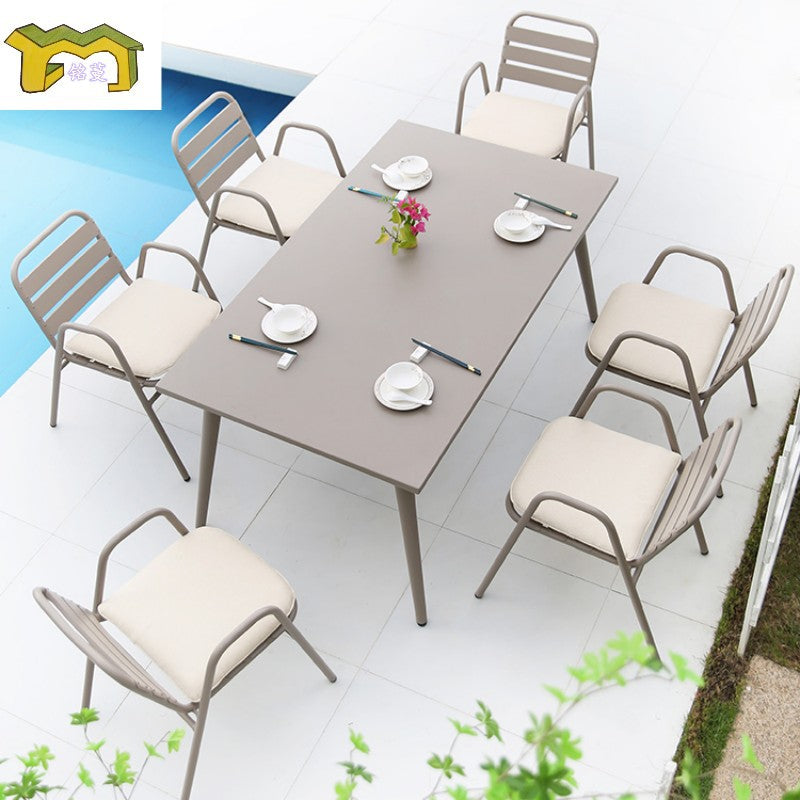 Outdoor Metal Patio Dining Set Balcony Bistro Table and Chairs Modern Garden Terrace Furniture