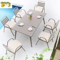 Outdoor Metal Patio Dining Set Balcony Bistro Table and Chairs Modern Garden Terrace Furniture