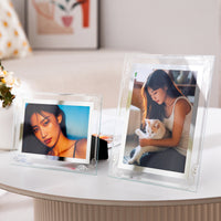 Transparent Glass Photo Frame with Stand for Desktop Display, Modern Creative Picture Frame for Kids' Growth Photos