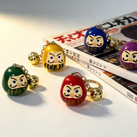 Japanese Daruma Doll Keychain with Bell, Resin Lucky Charm for Bags and Keys