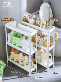 Slim Bathroom Storage Cart with Wheels, Multi-layer Gap Organizer for Toilet and Sink