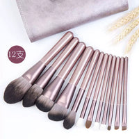 12-Piece Grape Makeup Brush Set with Pony Hair Bristles for Beginners, Eyeshadow, Powder, Blush, Concealer