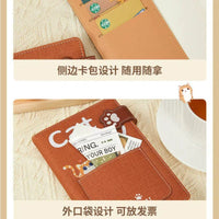 Cute Cat Paw A6 Notebook with Pen Holder, Thickened Cartoon Cat Print Journal for Students, Sketching, and Collecting
