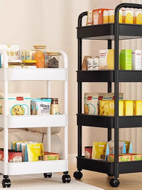 3-Tier Mobile Storage Cart with Wheels, Kids' Toy Organizer, Snack Trolley, Bookshelf