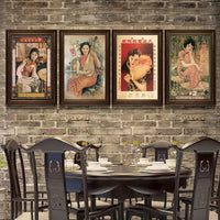 Vintage Shanghai Cheongsam Beauty Wall Art for Home and Commercial Decor