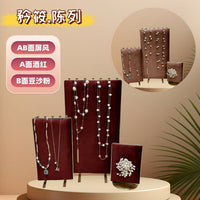 Velvet Folding Screen Jewelry Display Stand for Necklaces and Earrings