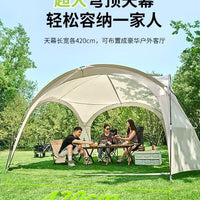 Outdoor Mongolian Yurt Silver Coated Dome Canopy Tent Sunscreen Rainproof Mosquito Net Car Tail Shelter
