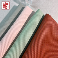 Embossed Semi-PU Faux Leather Fabric with Fine Stripe Pattern for Bags and Luggage, REACH Compliant, 16P Abrasion Resistant