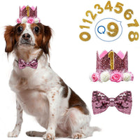 Pet Birthday Hat and Bow Tie Set for Dogs and Cats