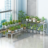 Stainless Steel Tiered Plant Stand for Balcony & Outdoor Use