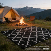 Plaid Crystal Velvet Outdoor Camping Blanket Picnic Mat Tent Decor Ground Pad