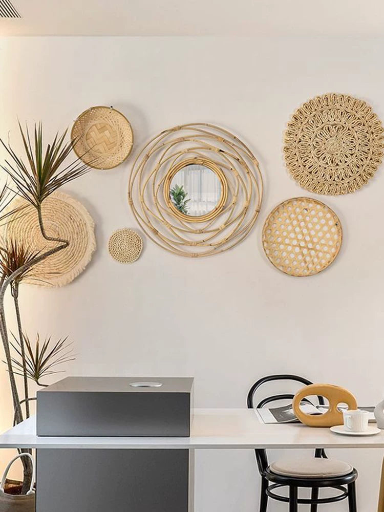 Bohemian Rattan Woven Wall Decor for Home, Living Room, Bedroom, and Dining Area