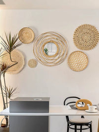 Bohemian Rattan Woven Wall Decor for Home, Living Room, Bedroom, and Dining Area