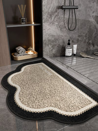 Linen Bathroom Mat Non-Slip Absorbent Floor Mat for Home Entrance Shower