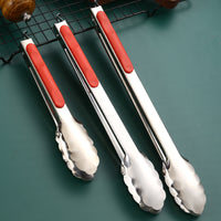 Stainless Steel Food Tongs with Heat-Resistant Handle for Buffet, Bread, BBQ, and Steak