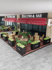 Outdoor Galvanized Steel Planter Box Fence for Cafes, Restaurants, and Gardens
