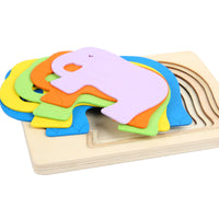 Montessori Wooden Layered Animal Puzzle for Early Education