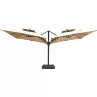 Outdoor Cantilever Patio Umbrella with Solar LED Lights and Water-Filled Base