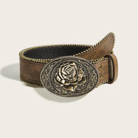Punk Rock Studded Leather Belt with Snap Buckle for Men