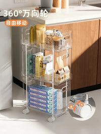 Slim Pull-Out Kitchen Storage Cart with Wheels, Multi-Layer Gap Organizer for Narrow Spaces