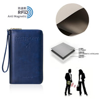 RFID Blocking Travel Passport Wallet with Zipper Closure