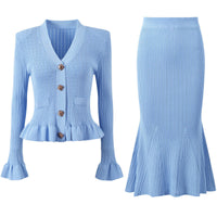 Women's Long Sleeve Knit Dress and Cardigan Set