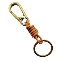 Vintage Leather Rope Keychain with Carabiner for Men