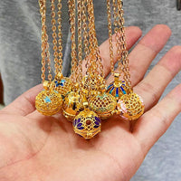Lucky Cat Essential Oil Diffuser Locket Necklace with Chime Ball