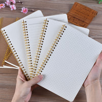 A5 Kraft Paper Cover Spiral Notebook Dotted Grid Lined Blank Pages for Office School