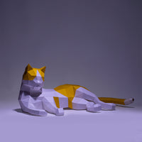 3D Papercraft Lying Cat Model Kit for Home Decor
