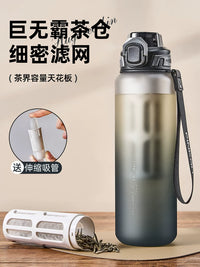 Large Capacity Tritan Water Bottle with Tea Infuser for Hot/Cold Beverages, Outdoor Sports