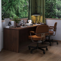 Solid Wood Corner Desk with Integrated Bookshelf for Home Office
