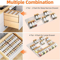 PET Tiered Spice Rack for Kitchen Drawers - Seasoning Jar Organizer