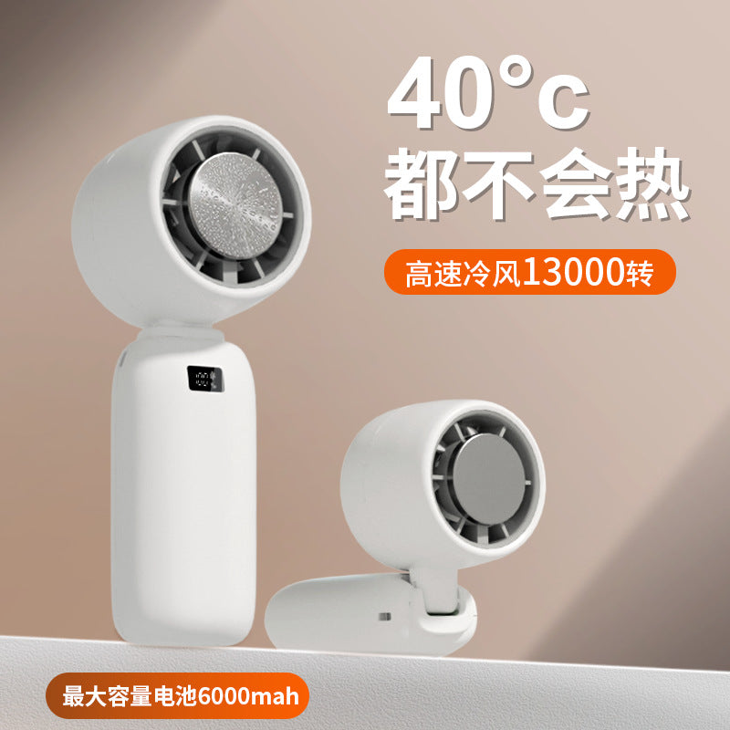 2025 Handheld Cooling Fan with Digital Display, Foldable Neck-Mounted Rechargeable Ice-Cooling Fan