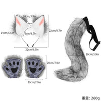 Halloween Fox Ear Tail Paw Gloves Cosplay Set Plush Animal Costume Accessories
