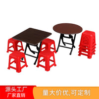 Miniature Dollhouse Foldable Dining Table and Chairs Set for Kids' Pretend Play